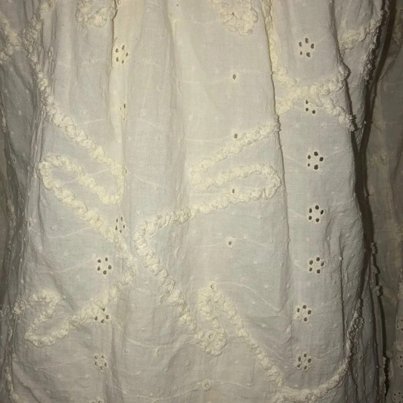 Chelsea & VIOLET Sz S Women's Cream Eyelet 3/4 Sleeve Drawstring Blouse Top - Picture 3 of 7